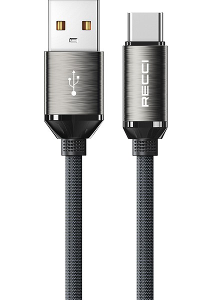 RS35C Usb-A To Type-C Örgü Tasarımlı Hızlı Şarj Özellikli Data ve Şarj Kablosu 1m Gri