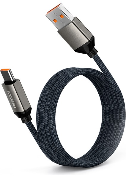 RS35C Usb-A To Type-C Örgü Tasarımlı Hızlı Şarj Özellikli Data ve Şarj Kablosu 1m Gri
