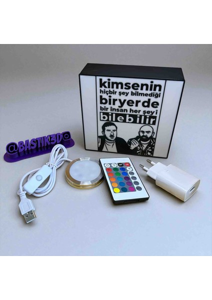 Gibi Dekoratif Işıklı Kutu | Rgb LED Kumandalı | Duvara Asılabilir | 13X14 cm