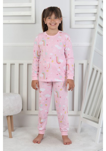 Cute Dreams Pattern Uzun Kollu Kız Çocuk Pijama Takımı
