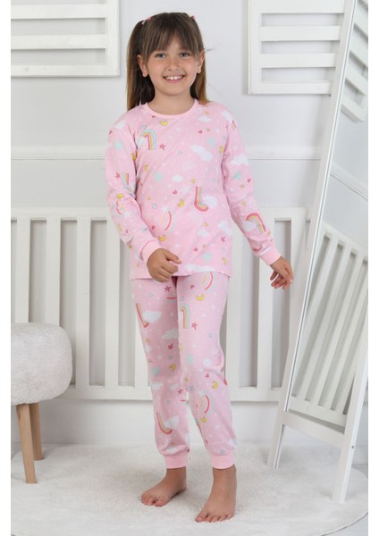 Cute Dreams Pattern Uzun Kollu Kız Çocuk Pijama Takımı modelleri