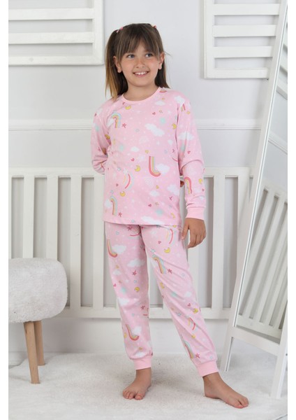 Cute Dreams Pattern Uzun Kollu Kız Çocuk Pijama Takımı fırsatları