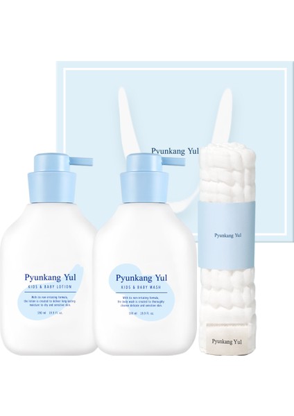 Kids & Baby Line Gift Set (3 Types) (Kids&baby Lotion 590ML+WASH590ML+TOWEL) - Bebek ve Çocuk Cilt Bakım Seti (Losyon + Temizleyici + Havlu) fiyatları
