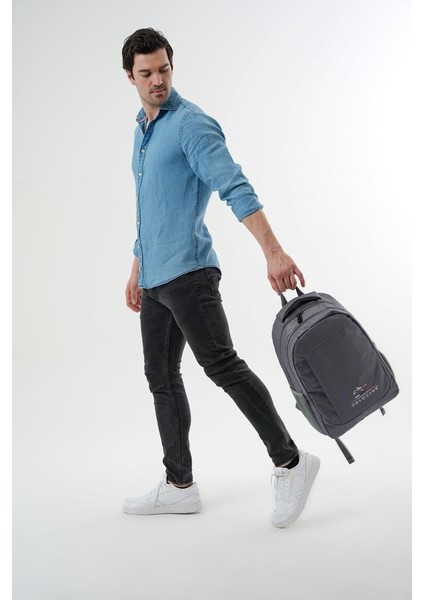 Unisex Çok Gözlü Günlük Sırt Çantası - Okul Çantası Gri fırsatları