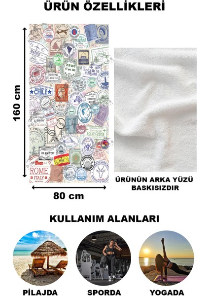 Modern Desenli Dijital Baskı Plaj Deniz Havlusu Peştamal 80X160 cm BRS019 fırsatları