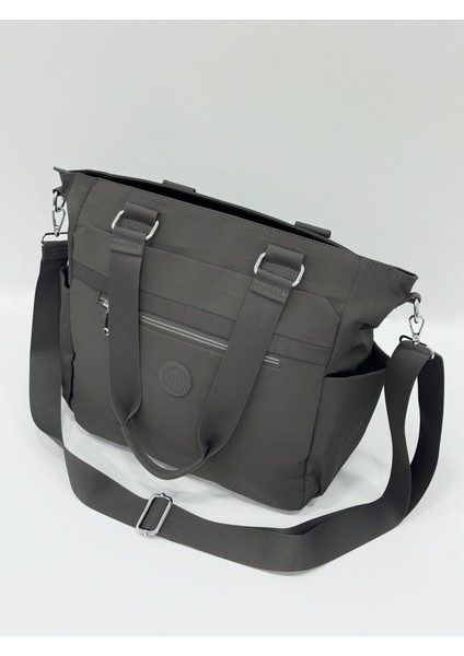 Kadın Çok Gözlü Kullanışlı Suya Dayanıklı Saten Kumaş Koyu Gri Renkli Çapraz Askılı El ve Omuz Çantası fiyatları