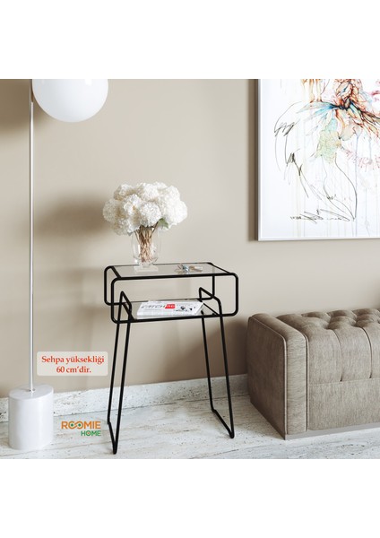 Retro Yan Sehpa, Metal Sehpa, Cam Sehpa, Salon, Yatak Odası, Antre fiyatları