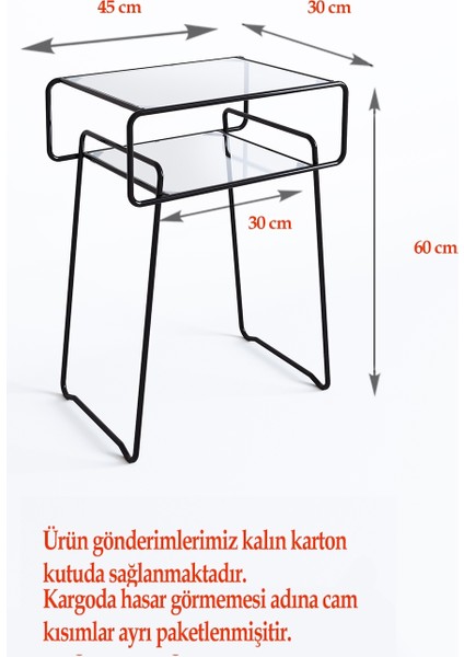 Retro Yan Sehpa, Metal Sehpa, Cam Sehpa, Salon, Yatak Odası, Antre fırsatları