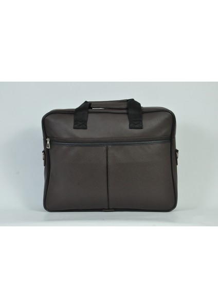 Ev 3004 Kahverengi Düz Fermuarlı Laptop & Evrak Çantası