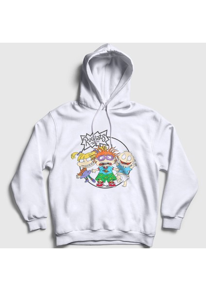 Unisex Beyaz Angelica Chuckie Tommy Rugrats Kapüşonlu Sweatshirt