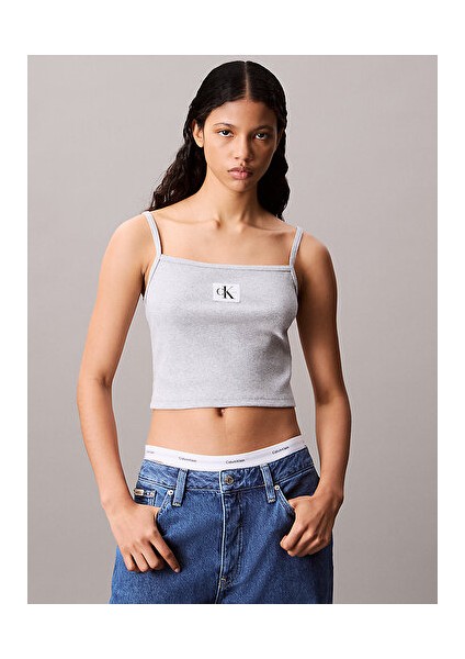 Kadın Gri Kolsuz Bluz