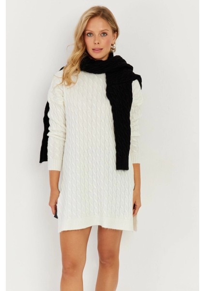 Kadın Ekru Saç Örgülü Triko Tunik KZ2505 fiyatları