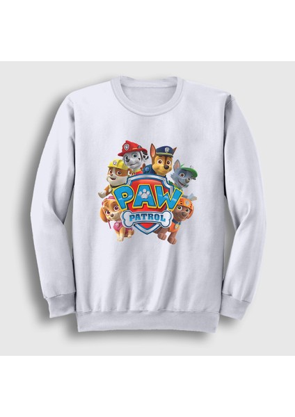 Unisex Beyaz All Paw Patrol Sweatshirt