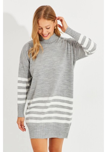 Kadın Gri Triko Çizgili Tunik YV202 fiyatları