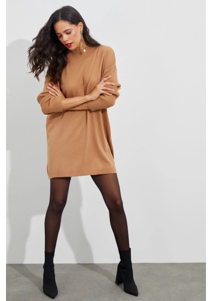 Kadın Camel Triko Tunik YV110