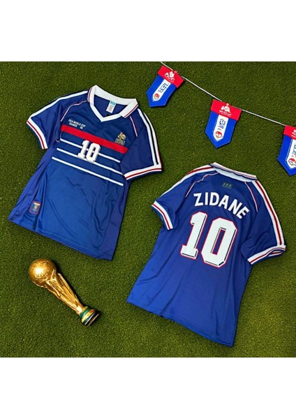 Fransa Zidane 98 Dünya Kupası Nostalji Forma Mavi modelleri