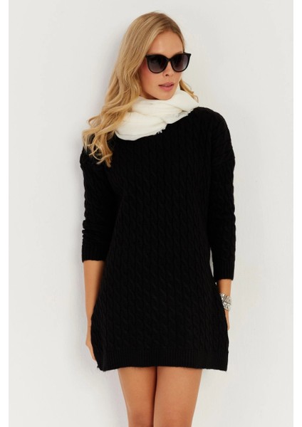 Kadın Siyah Saç Örgülü Triko Tunik KZ2505 fiyatları