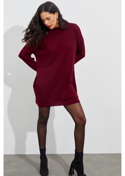 Kadın Bordo Triko Tunik YV110