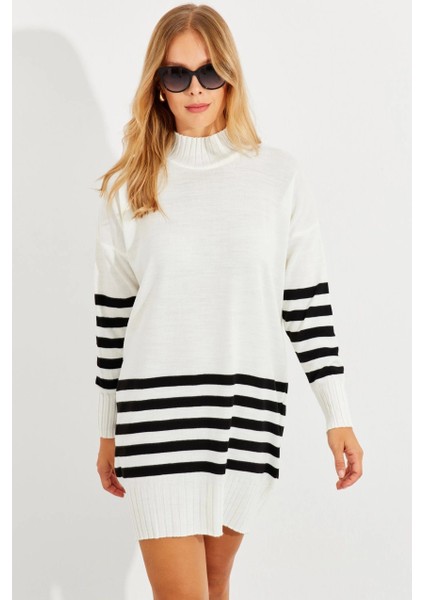 Kadın Ekru Triko Çizgili Tunik YV202 modelleri