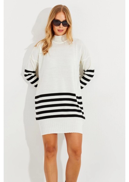 Kadın Ekru Triko Çizgili Tunik YV202 fırsatları
