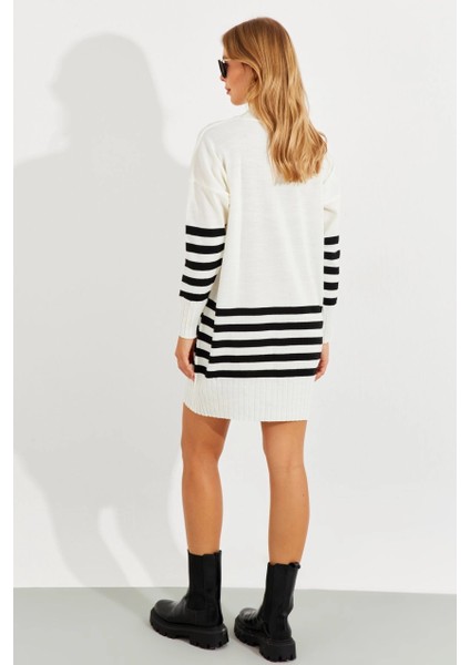 Kadın Ekru Triko Çizgili Tunik YV202 indirimleri