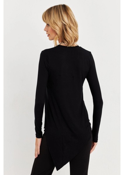 Kadın Siyah Asimetrik Tunik MLPP1186-1 indirimleri