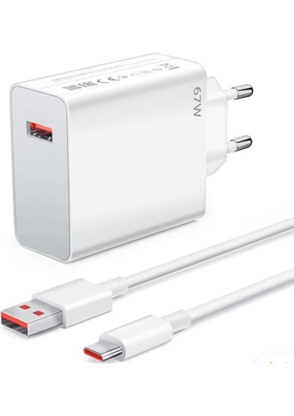 67W Turbo Hızlı Şarj Cihazı & Type-C Kablo Seti Uyumlu Duvar Tipi Adaptör