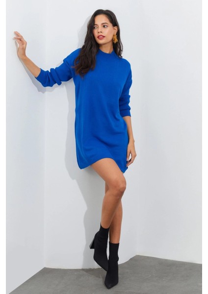 Kadın Saks Triko Tunik YV110