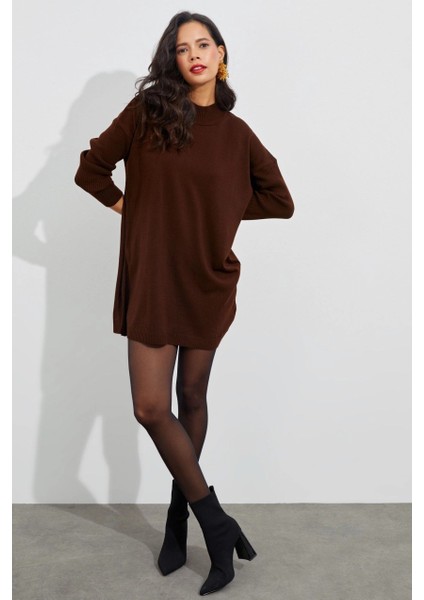 Kadın Kahverengi Triko Tunik YV110
