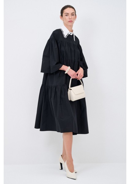 Büzgülü Elbise Siyah 12443372001