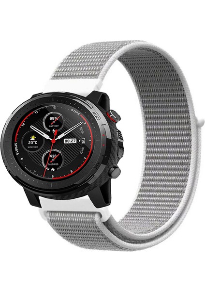 Amazfit Stratos 3 ile Uyumlu Kordon Kumaş Desenli Cırt Cırtlı Spor Kayış