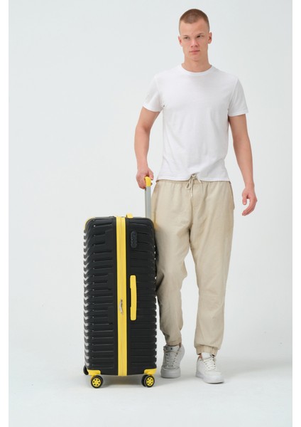 Unisex Siyah Sarı Büyük Boy Silikon Kırılmaz Pp Valiz fiyatları