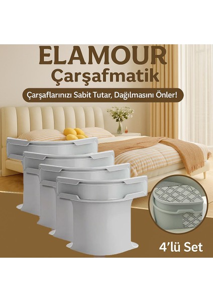 Çarşafmatik Çarşaf Düzenleyici Sabitleyici Görünmez Çarşaf Kilidi 4'lü Set