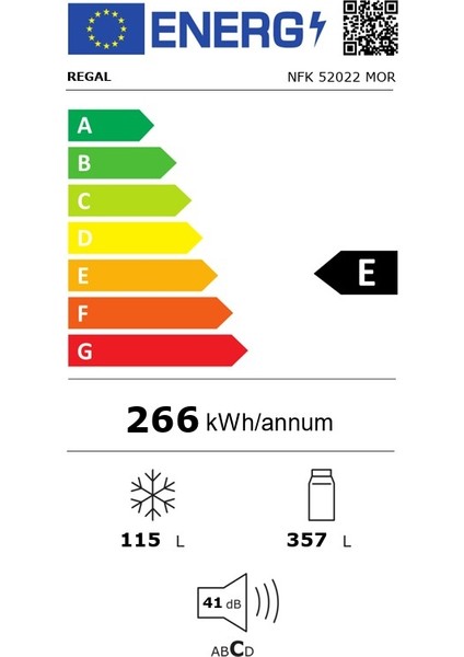 Nfk 52022 Mor 471 Lt No Frost Kombi Buzdolabı