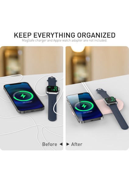Ahastyle PT135 2'si 1 Arada Akıllı Saat Cep Telefonu Şarj Cihazı Silikon Kılıf Magsafe Şarj Matı Şarj Istasyonu Koruyucusu ile Uyumlu - Pembe (Yurt Dışından) modelleri