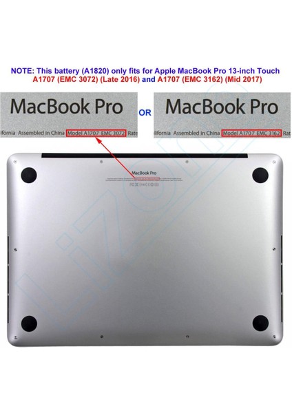 Apple MacBook Pro Retina Touch 15" A1707 A1820 2016, 2017 Batarya modelleri