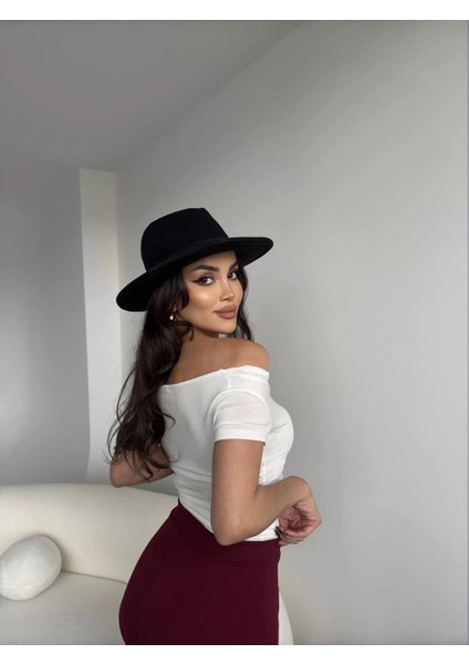 Kadın Iki Şekilde Giyilebilir Crop T-Shirt