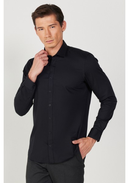 Ütü Gerektirmeyen Non-Iron Taılored Slim Fit Dar Kesim %100 Pamuk Gömlek