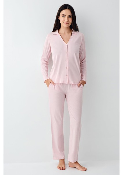 Kadın V Yaka Gömlek Pijama Takım, Mevsimlik Pijama Takım%50 Modal %50 Pamuklu fiyatları