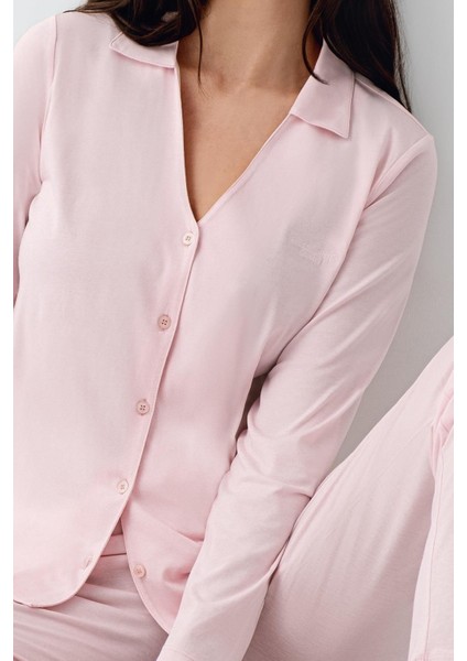 Kadın V Yaka Gömlek Pijama Takım, Mevsimlik Pijama Takım%50 Modal %50 Pamuklu modelleri