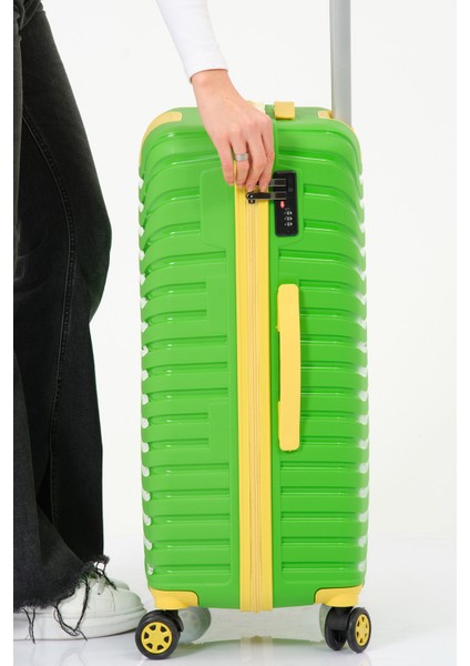 Unisex Yeşil Sarı Orta Boy Silikon Kırılmaz Pp Valiz modelleri