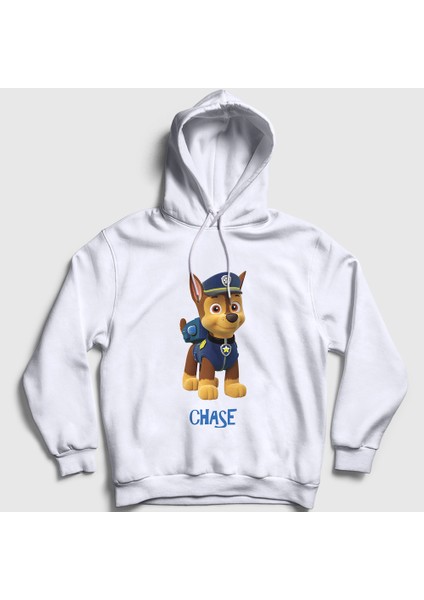 Unisex Beyaz Chase Paw Patrol Kapüşonlu Sweatshirt