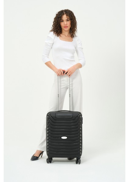 Unisex Siyah Kabin Boy Küçük Silikon Kırılmaz Pp Valiz