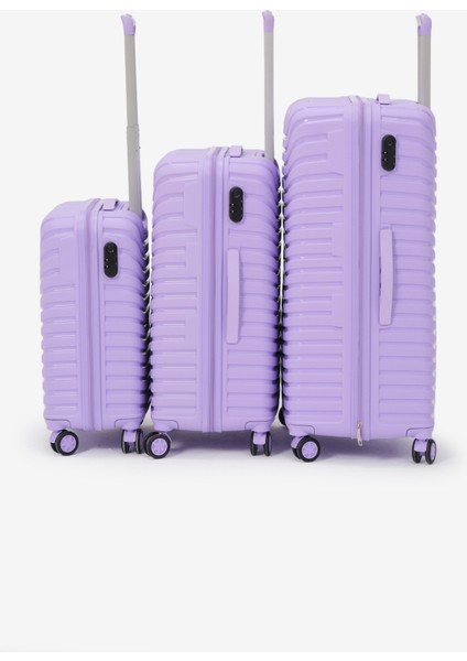 Unisex Lila 3'lü Set Silikon Kırılmaz Pp Valiz modelleri