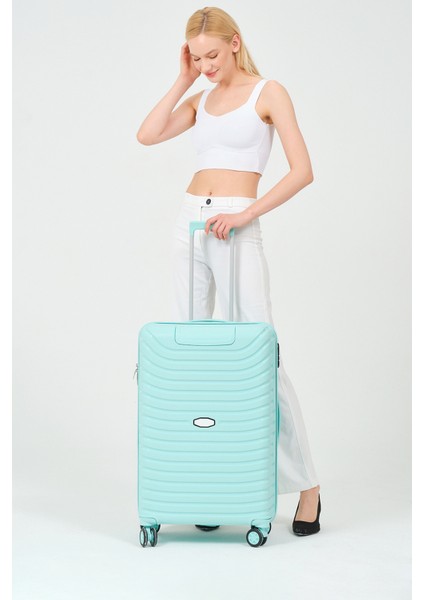 Unisex Turkuaz Orta Boy Silikon Kırılmaz Pp Valiz