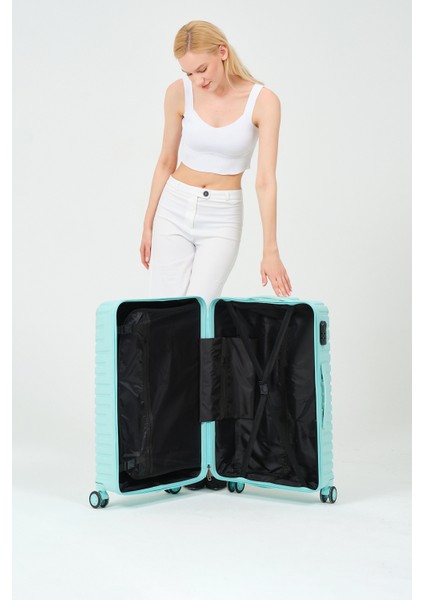 Unisex Turkuaz Orta Boy Silikon Kırılmaz Pp Valiz modelleri