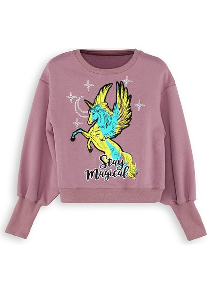 Unicorn Kız Çocuk Gül Kurusu Sweatshirt modelleri