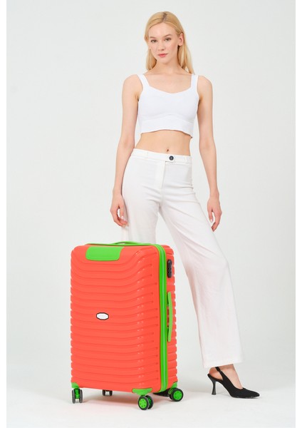 Unisex Turuncu Yeşil Orta Boy Silikon Kırılmaz Pp Valiz fiyatları