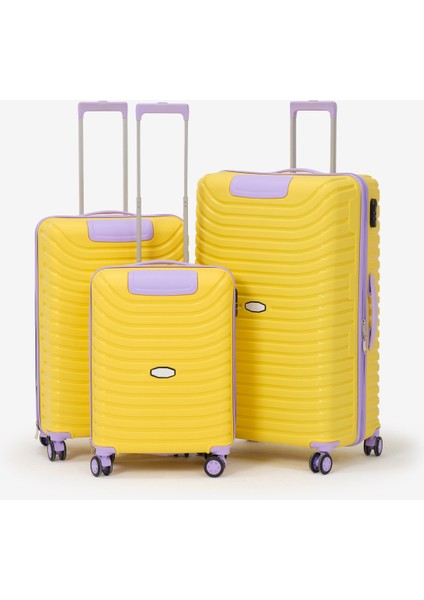 Unisex Sarı Lila 3'lü Set Silikon Kırılmaz Pp Valiz