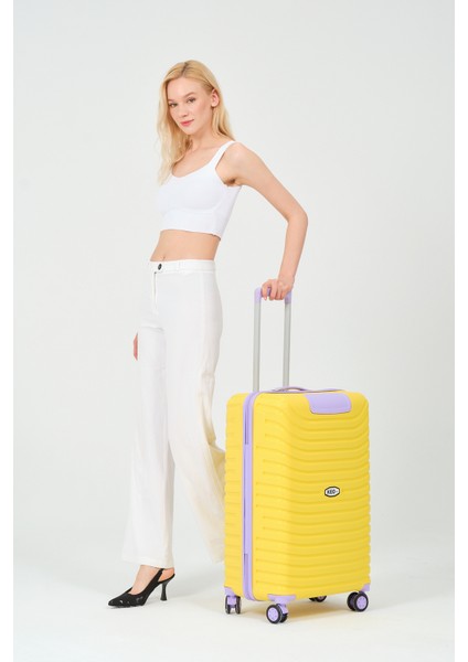 Unisex Sarı Lila 3'lü Set Silikon Kırılmaz Pp Valiz fiyatları